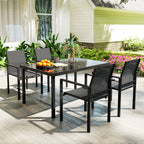 Onyx | Table en verre trempé et 4 chaises empilables, noir