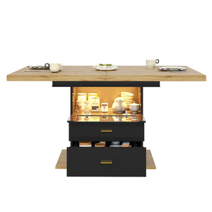 Clarté | Table de salle à manger en bois extensible avec éclairage LED intégré