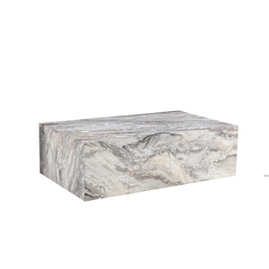 Ardoise | Table basse rectangulaire effet marbre gris, sans assemblage, 90x50x30 cm