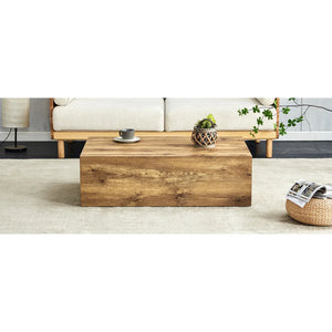 Ardoise | Table basse rectangulaire effet marbre gris, sans assemblage, 90x50x30 cm