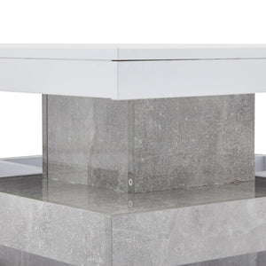 Pivot | Table basse pivotante à double plateau, effet marbre, blanc brillant, 70x70x36 cm