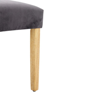 Duchesse | Lot de 6 chaises de salle à manger velours gris, pieds chêne massif