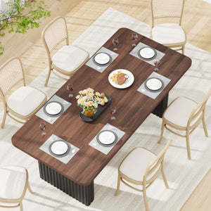 Ondine | Table de salle à manger en bois, pieds acier noir ondulés, pour 6 à 8 personnes