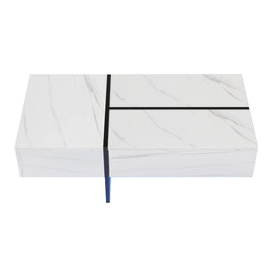 Lumina | Table basse en marbre blanc avec éclairage LED connecté, 100x50x34,5 cm