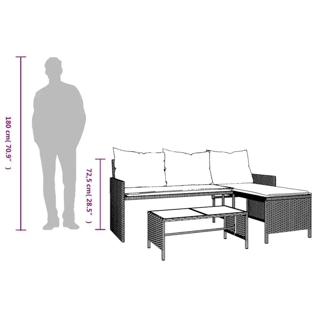 Lagon | Canapé de jardin en L avec table basse en verre