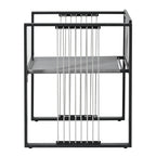 Séville | Ensemble repas 7 pièces, 4 fauteuils cordés et 2 poufs, table verre trempé