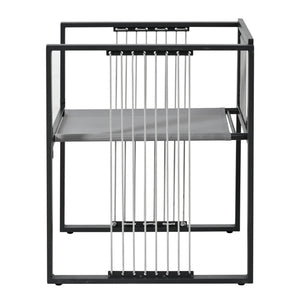 Séville | Ensemble repas 7 pièces, 4 fauteuils cordés et 2 poufs, table verre trempé