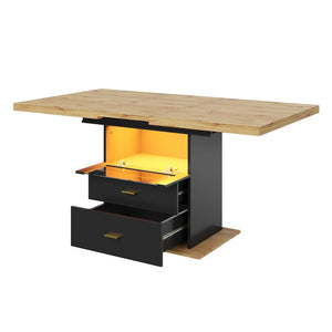 Clarté | Table de salle à manger en bois extensible avec éclairage LED intégré