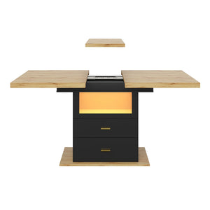 Clarté | Table de salle à manger en bois extensible avec éclairage LED intégré
