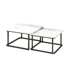 Cannelée | Set di 2 tavolini quadrati ad incastro, gambe metalliche