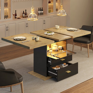 Clarté | Table de salle à manger en bois extensible avec éclairage LED intégré