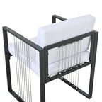 Séville | Ensemble repas 7 pièces, 4 fauteuils cordés et 2 poufs, table verre trempé