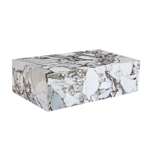 Ardoise | Table basse rectangulaire effet marbre gris, sans assemblage, 90x50x30 cm