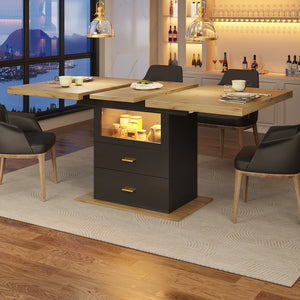 Clarté | Table de salle à manger en bois extensible avec éclairage LED intégré