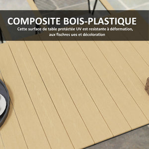 Vernon - Ensemble repas de jardin 7 pièces, table et 6 chaises effet bois