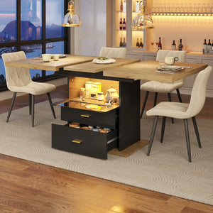 Clarté | Table de salle à manger en bois extensible avec éclairage LED intégré