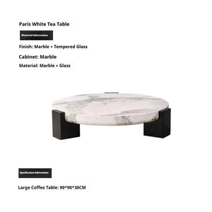 Prestige | Duo de tables gigognes rondes en marbre véritable et bois, sur-mesure
