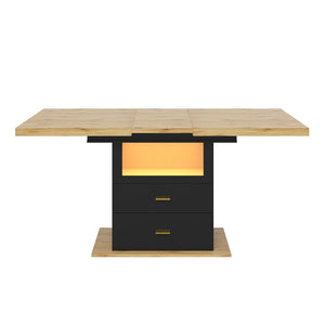 Clarté | Table de salle à manger en bois extensible avec éclairage LED intégré