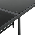Séville | Ensemble repas 7 pièces, 4 fauteuils cordés et 2 poufs, table verre trempé