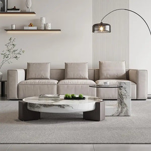 Prestige | Duo de tables gigognes rondes en marbre véritable et bois, sur-mesure