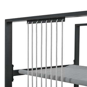 Séville | Ensemble repas 7 pièces, 4 fauteuils cordés et 2 poufs, table verre trempé