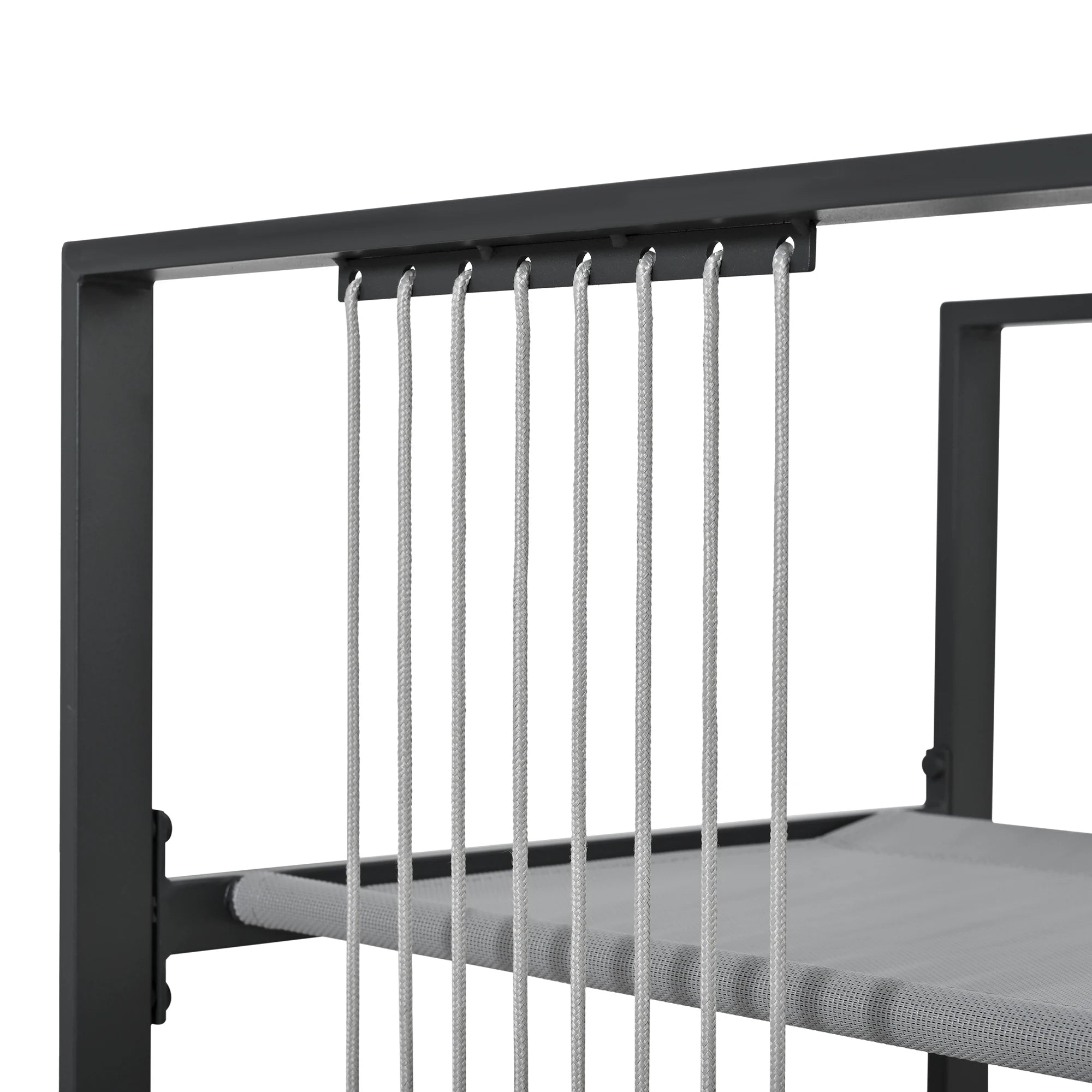 Séville | Ensemble repas 7 pièces, 4 fauteuils cordés et 2 poufs, table verre trempé