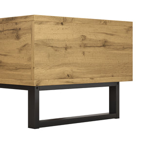 Contraste | Table basse noire et bois avec tiroir et 3 compartiments