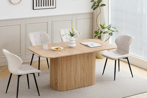 Stockholm | Table de salle à manger en bois, style scandinave, base ondulée