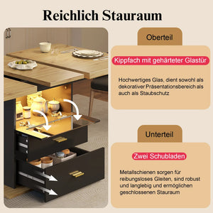 Clarté | Table de salle à manger en bois extensible avec éclairage LED intégré