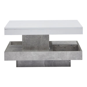 Pivot | Table basse pivotante à double plateau, effet marbre, blanc brillant, 70x70x36 cm