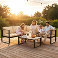 Bahia | Salon de jardin 4 pièces avec table basse effet bois