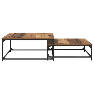 Artisanale | Duo de tables basses gigognes en bois et acier