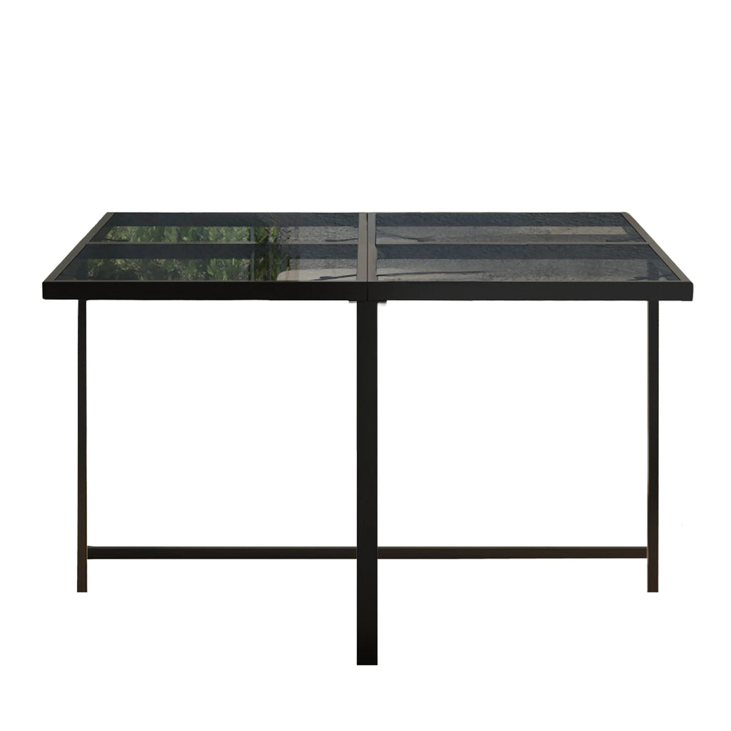 Séville | Ensemble repas 7 pièces, 4 fauteuils cordés et 2 poufs, table verre trempé