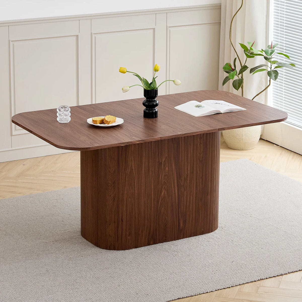 Stockholm | Table de salle à manger en bois, style scandinave, base ondulée