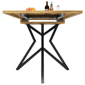 Noyer | Table de salle à manger en bois extensible, pieds étoile en métal noir