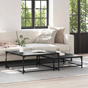 Artisanale | Duo de tables basses gigognes en bois et acier