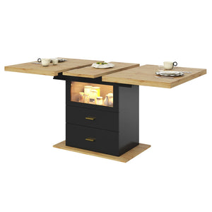 Clarté | Table de salle à manger en bois extensible avec éclairage LED intégré