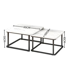 Cannelée | Set di 2 tavolini quadrati ad incastro, gambe metalliche