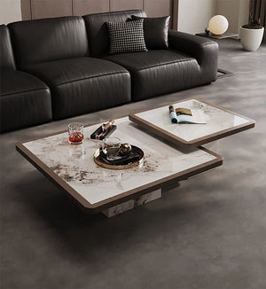 Nordik | Table basse extensible en marbre véritable, design scandinave
