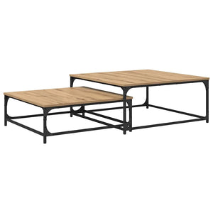 Artisanale | Duo de tables basses gigognes en bois et acier