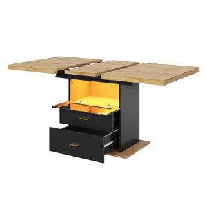Clarté | Table de salle à manger en bois extensible avec éclairage LED intégré