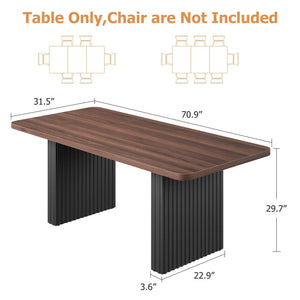 Ondine | Table de salle à manger en bois, pieds acier noir ondulés, pour 6 à 8 personnes
