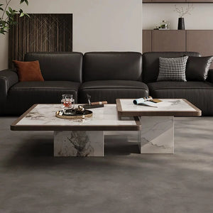 Nordik | Table basse extensible en marbre véritable, design scandinave