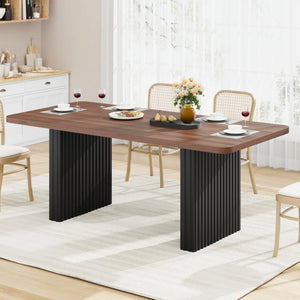 Ondine | Table de salle à manger en bois, pieds acier noir ondulés, pour 6 à 8 personnes