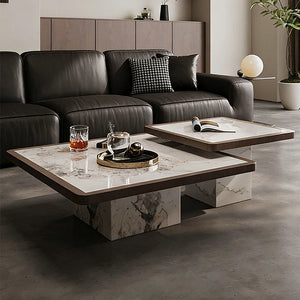 Nordik | Table basse extensible en marbre véritable, design scandinave