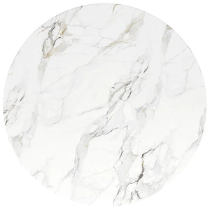 Elyséa | Table de salle à manger ronde, plateau effet marbre, piétement acier