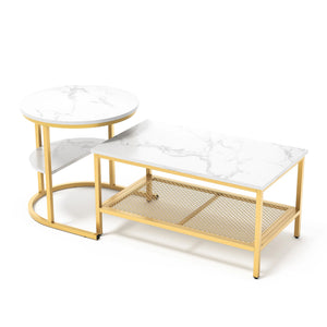 Jumelles | Duo de tables gigognes effet marbre, gold ou noir, piétement métal