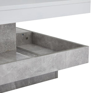 Pivot | Table basse pivotante à double plateau, effet marbre, blanc brillant, 70x70x36 cm