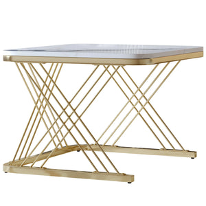 Duo Doré | Duo de tables basses effet marbre blanc, pieds dorés, 60 et 45 cm