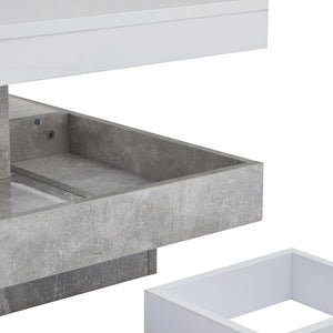 Pivot | Table basse pivotante à double plateau, effet marbre, blanc brillant, 70x70x36 cm